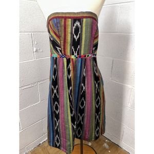 Anthropologie Edme & Esyllte Dress Size 6 Pockets Southwestern Aztec Beaded